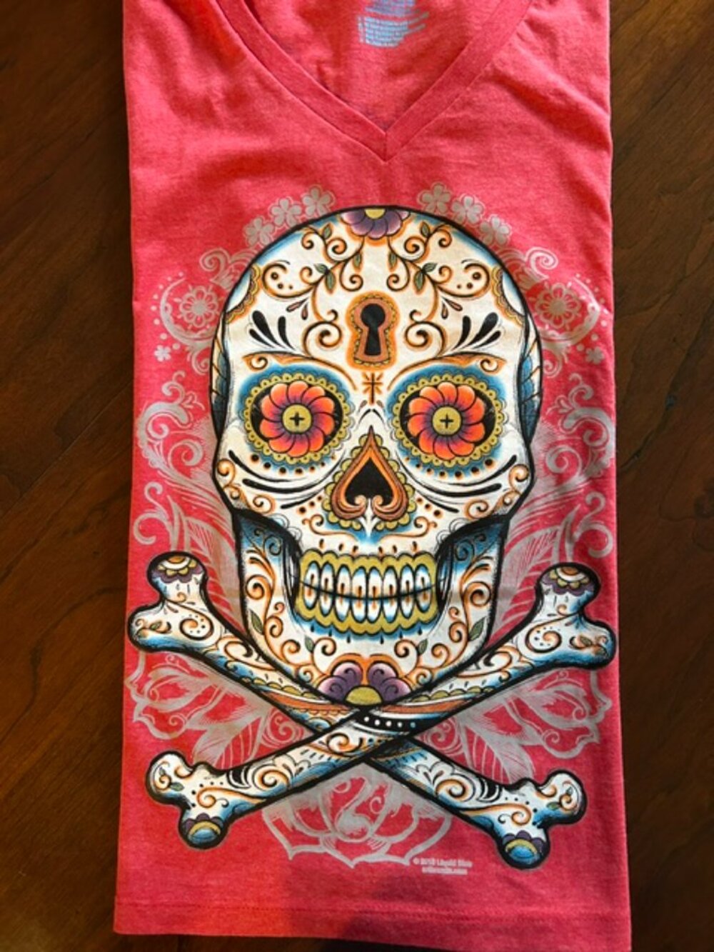 Mexican Sugar Skull Women's V-Neck Short-Sleeve T-Shirt